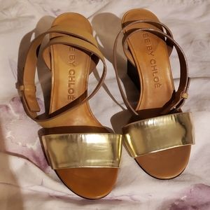 See By Chloe Gold and Tan Sandals